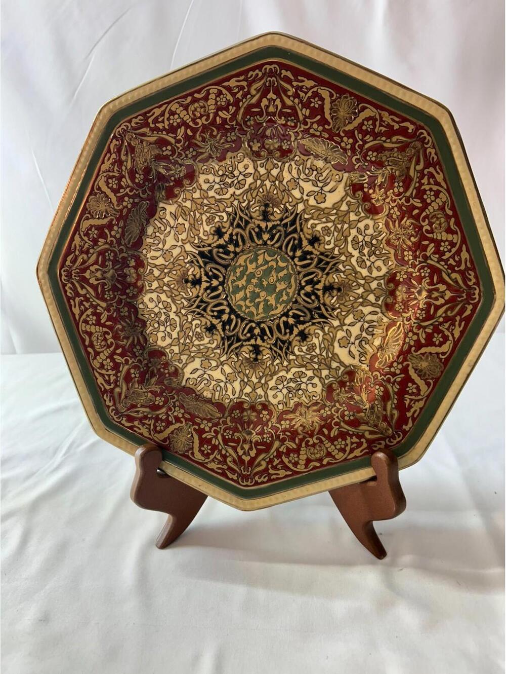 Vintage Oriental Accent Rainbow Octagonal Wall Plate Chinese Style Decor